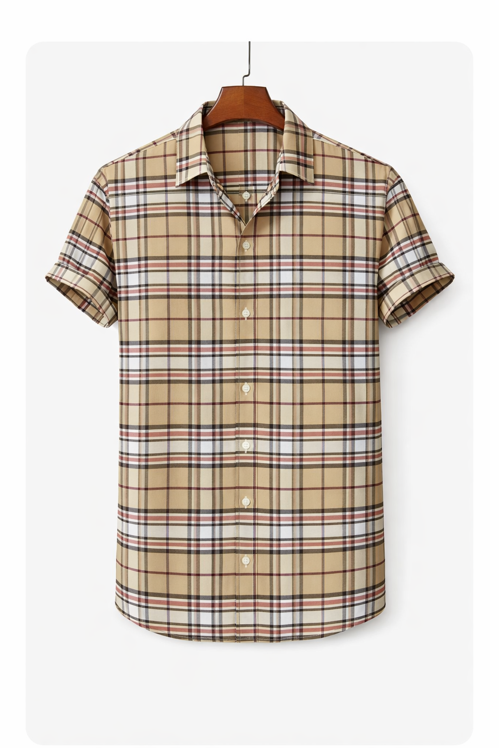 Unstitched Beige Red Check Fabric