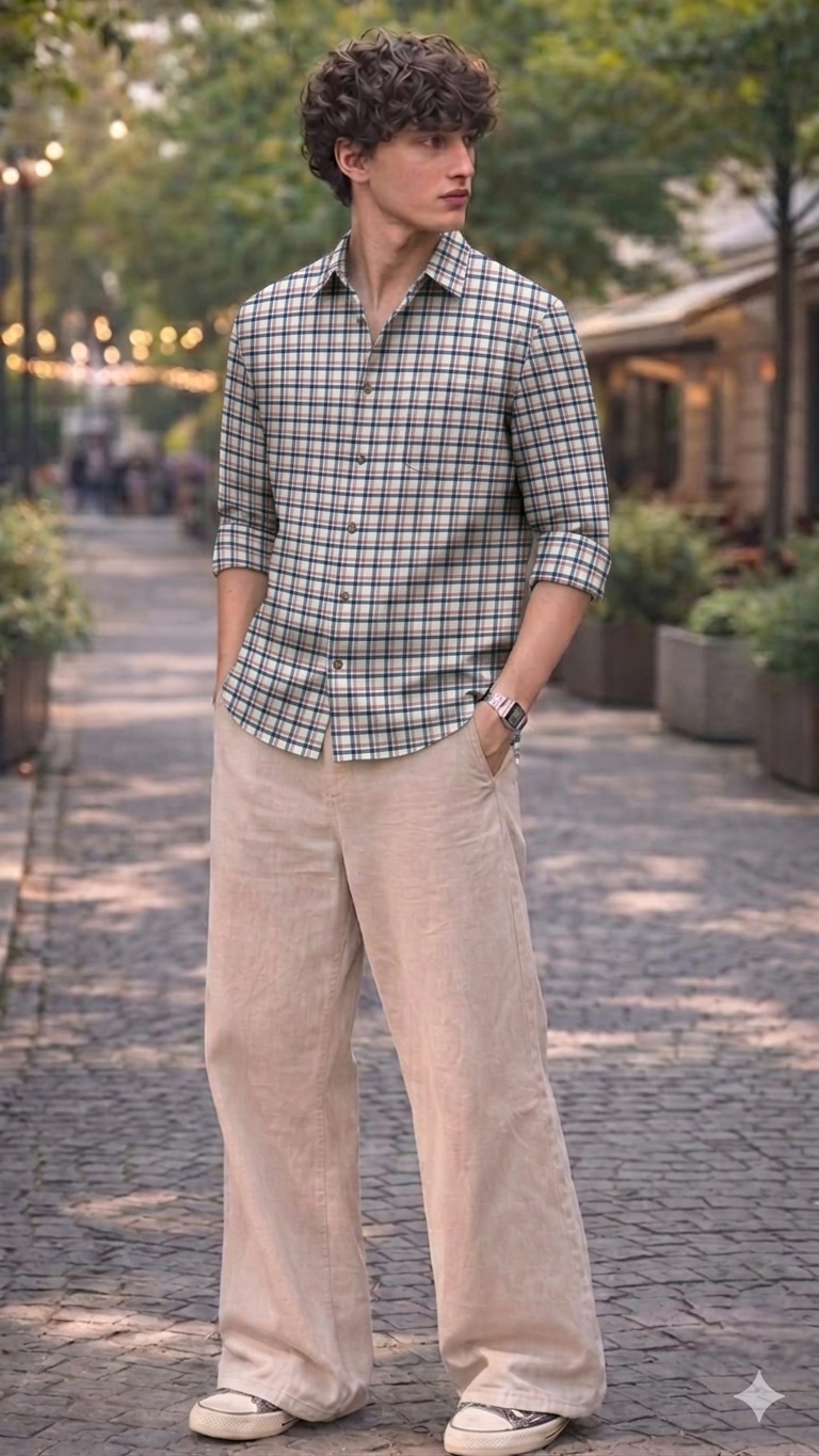 Unstitched Check Lines Full Sleeves Shirt