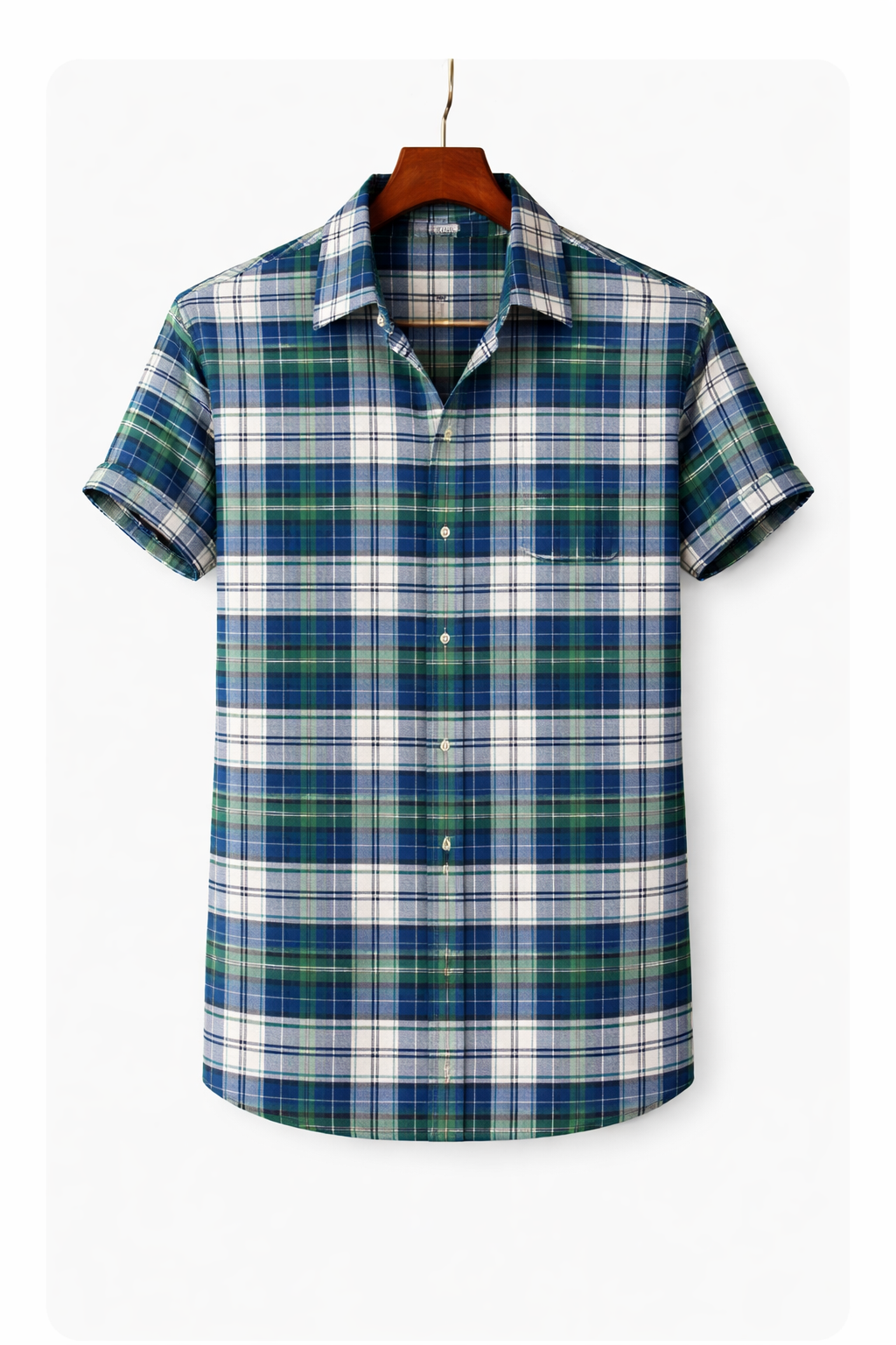 Unstitched Blue Green Check Fabric