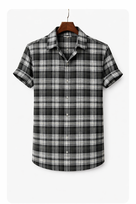 Unstitched Black & Grey Classic Check Fabric